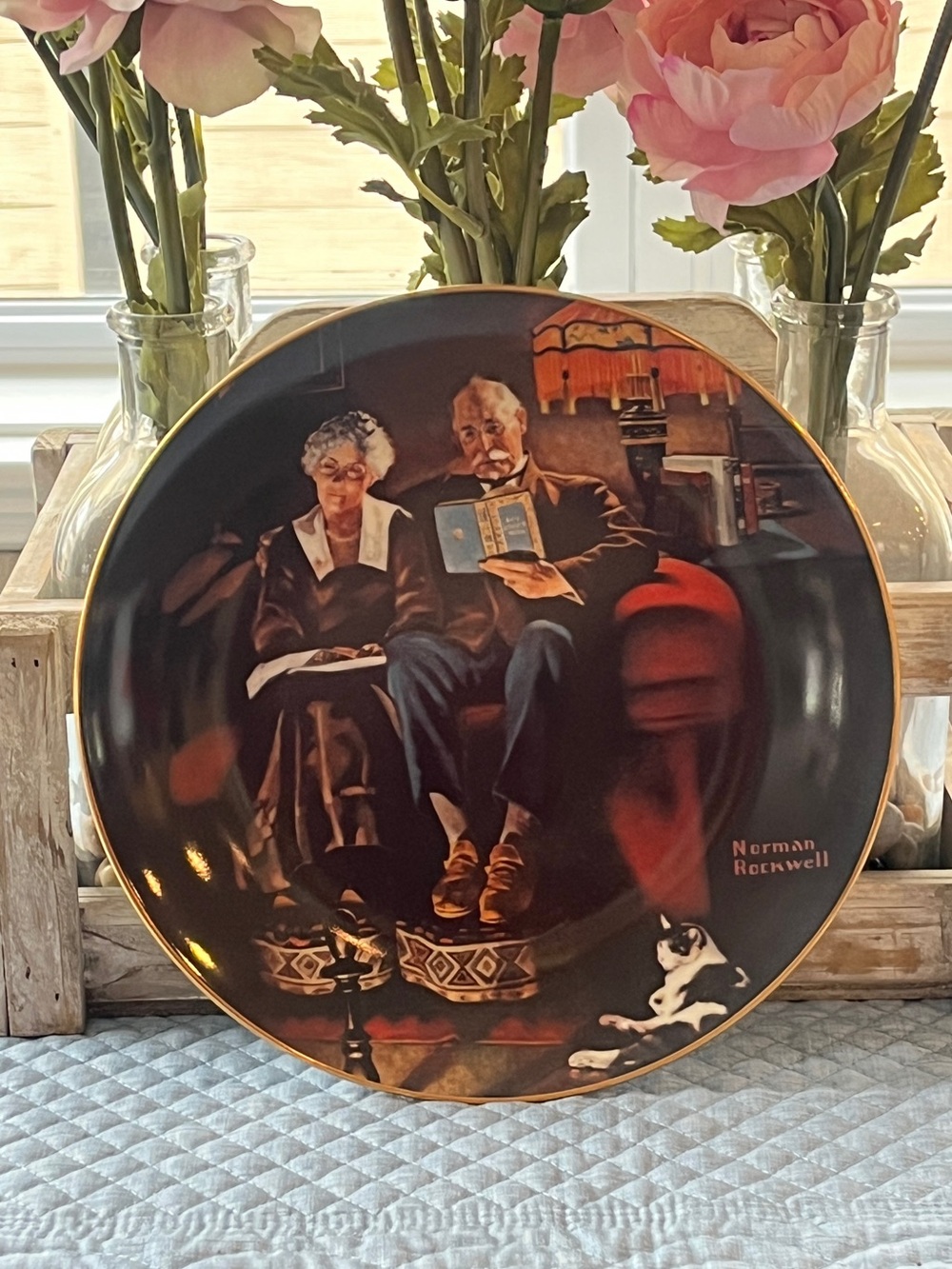 Norman Rockwell Limited Edition "Evening's Ease" Collector Plate